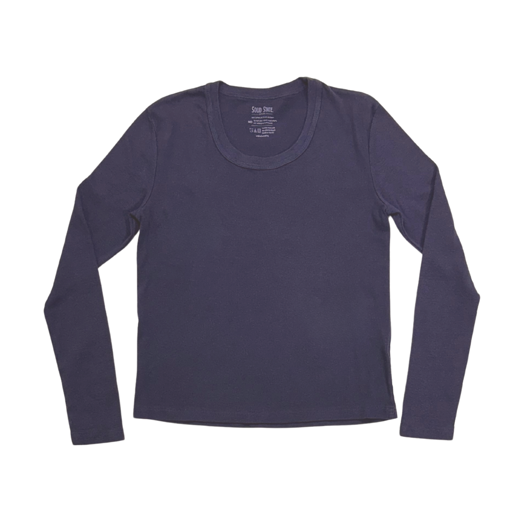 Women's Overdyed Black NC Ribbed Cotton Fitted Long Sleeve T-Shirt