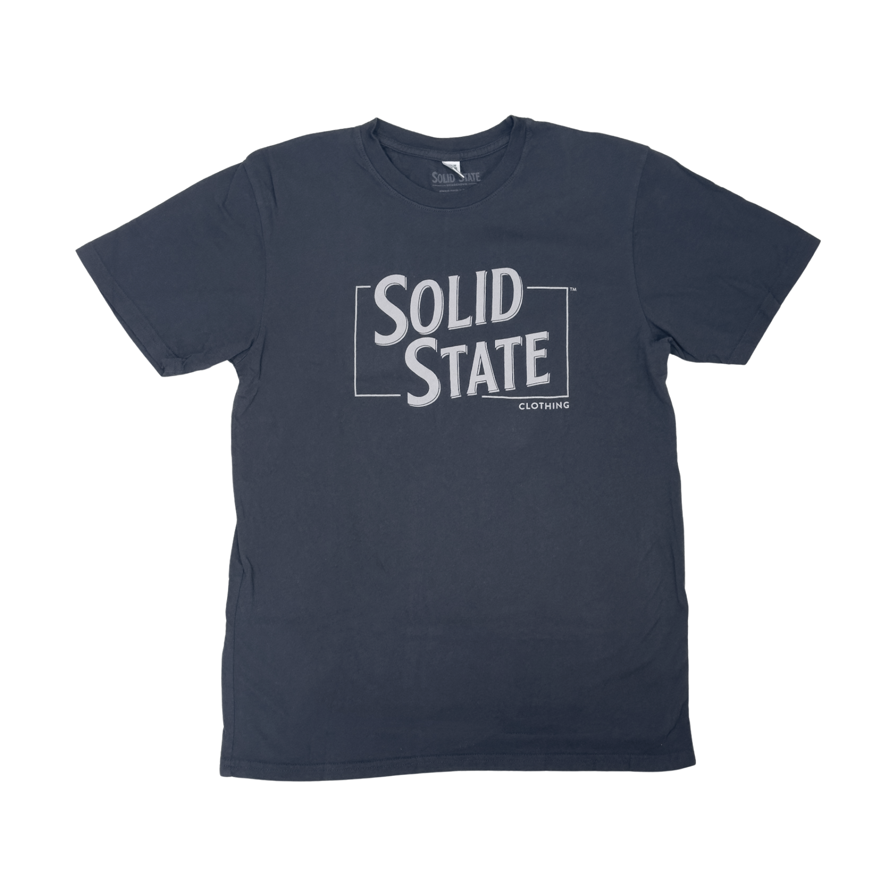 Overdyed Black Solid State Clothing Logo T-Shirt