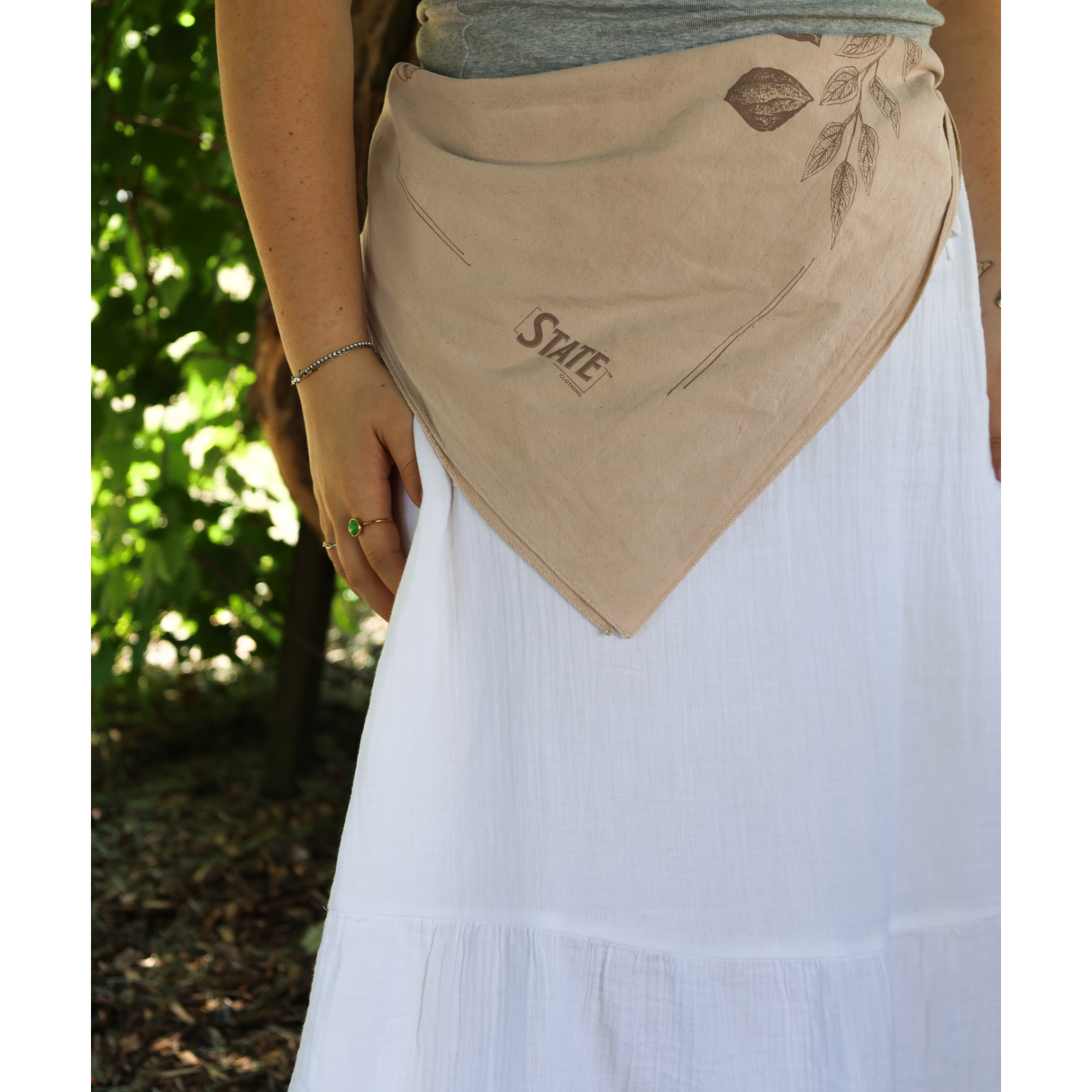 Natural Dye Organic Cotton Bandana - Black Walnut