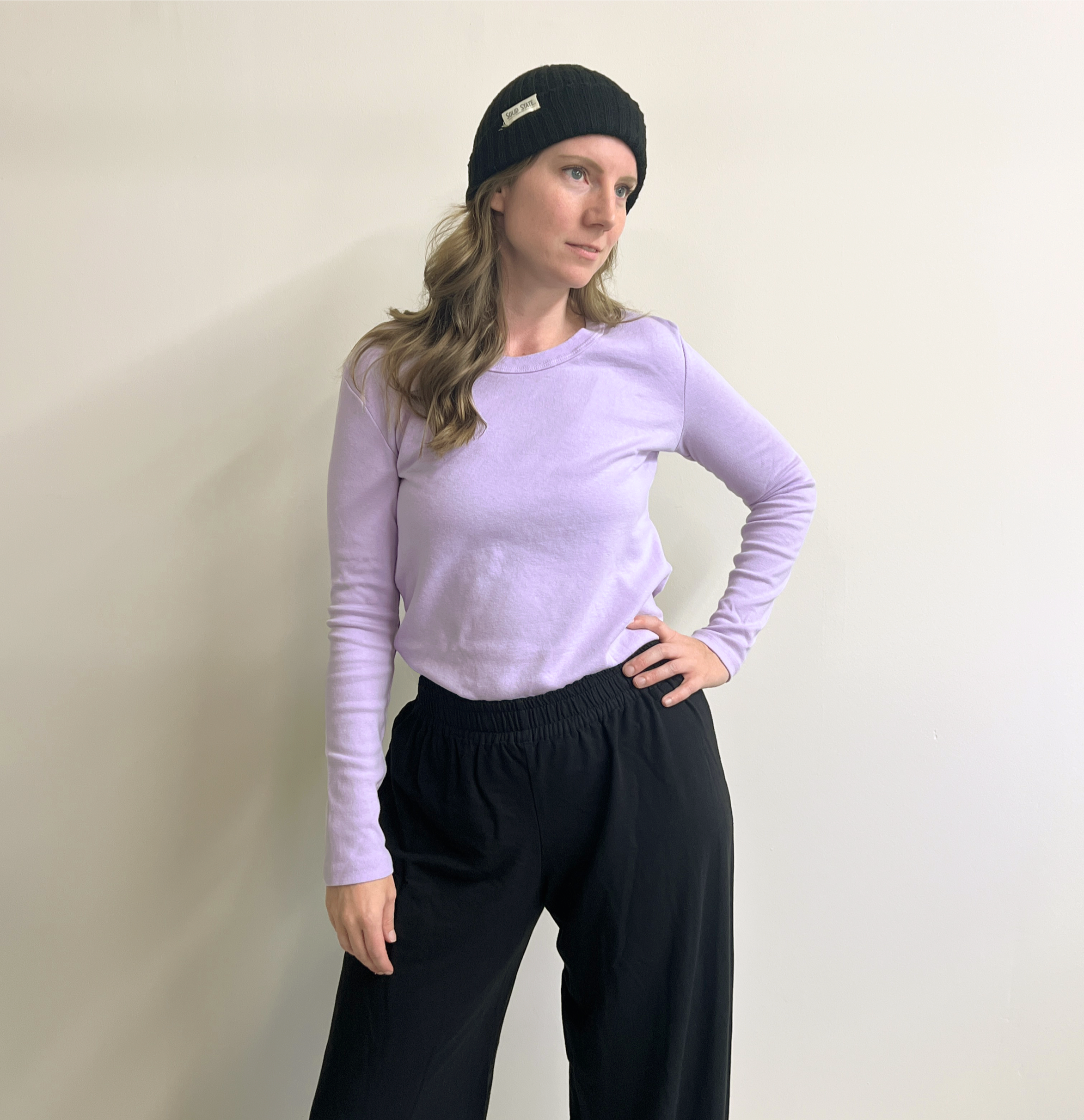 Overdyed Black Wool Beanie