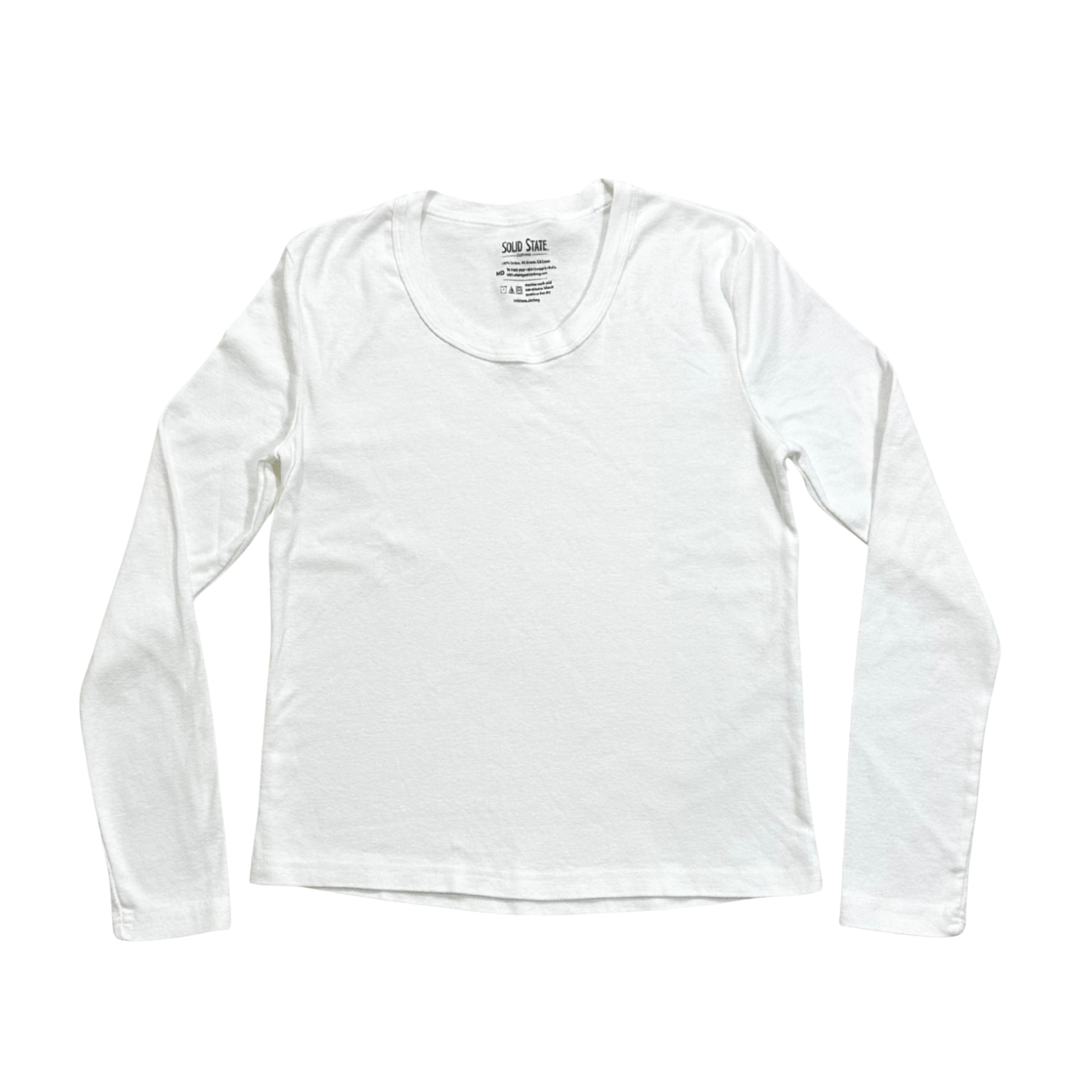 Women's NC Ribbed Cotton Fitted Long Sleeve T-Shirt - White