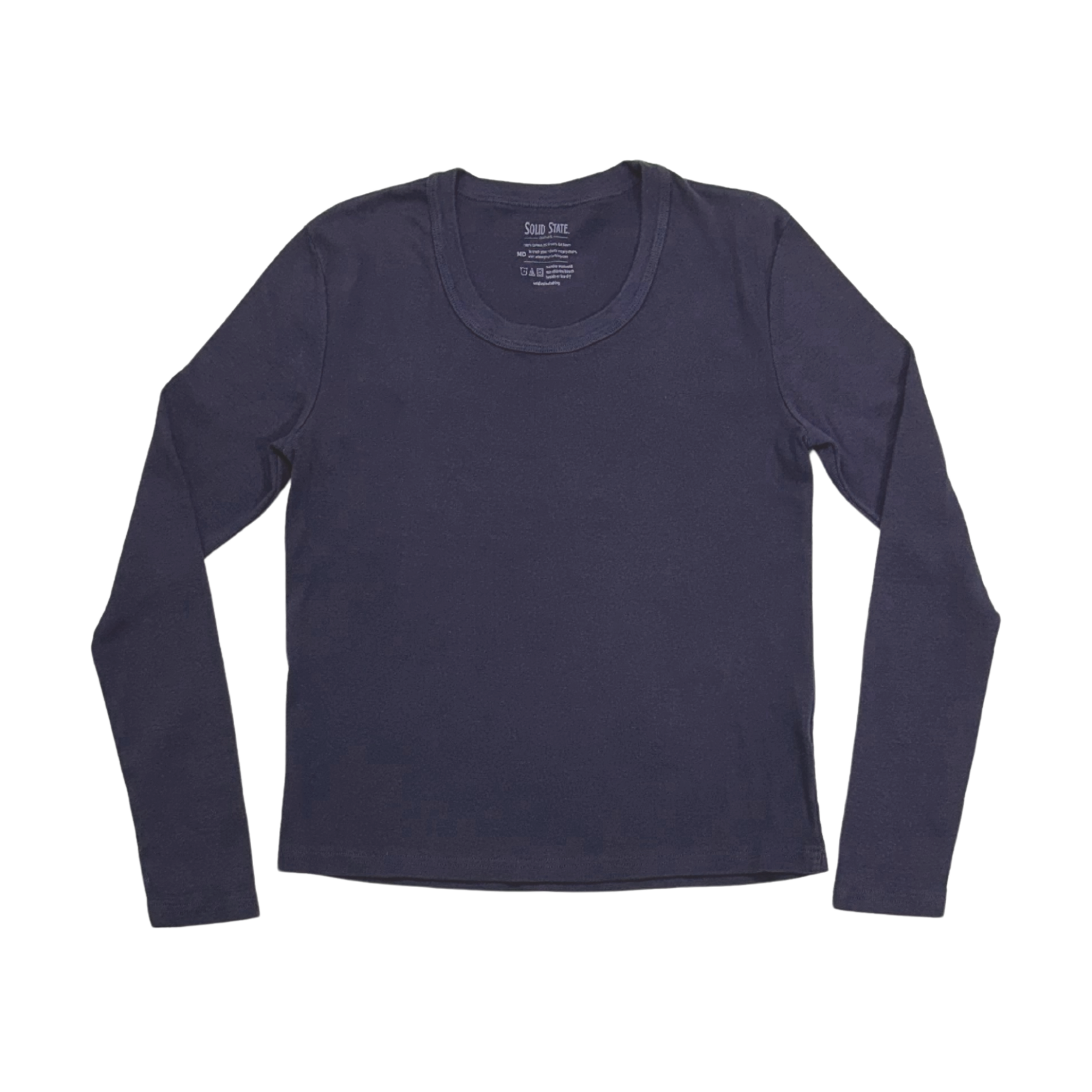 Women's NC Ribbed Cotton Fitted Long Sleeve T-Shirt - Soft Black