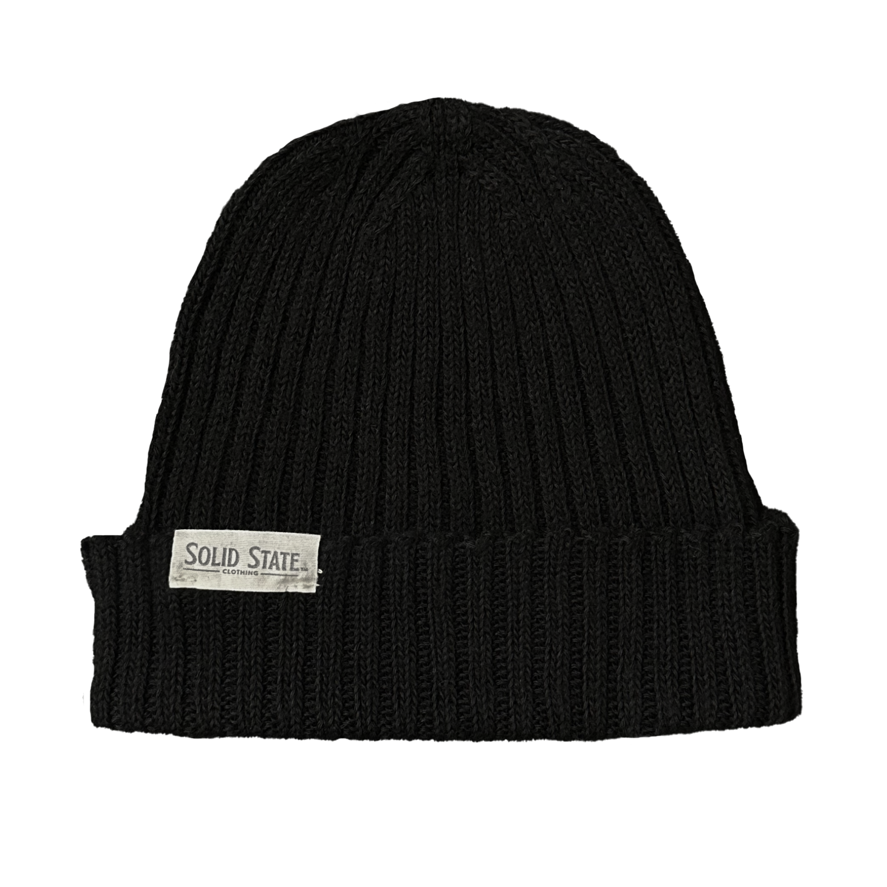 Overdyed Black Wool Beanie