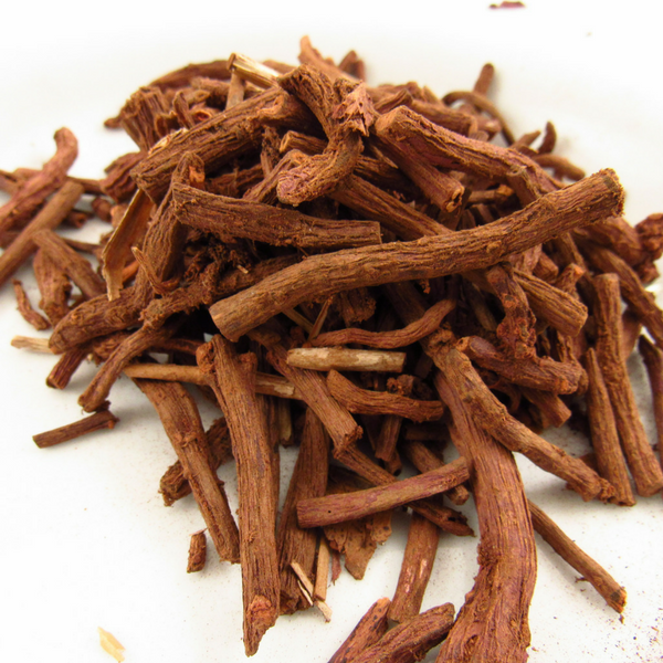 A close up photo of Madder Root, which creates some of the natural dye colors used in Solid State Clothing t-shirts